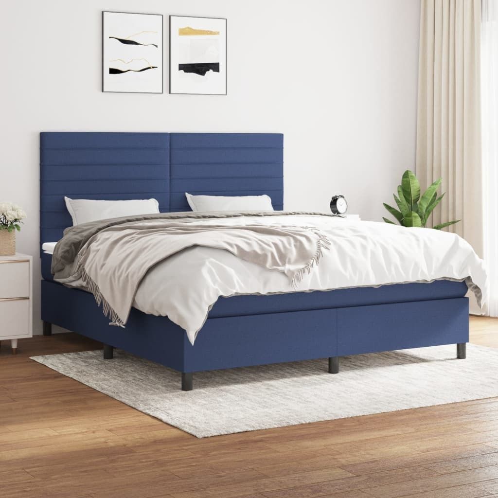 Maison Exclusive - Boxspringbett mit Matratze Blau 180x200 cm Stoff