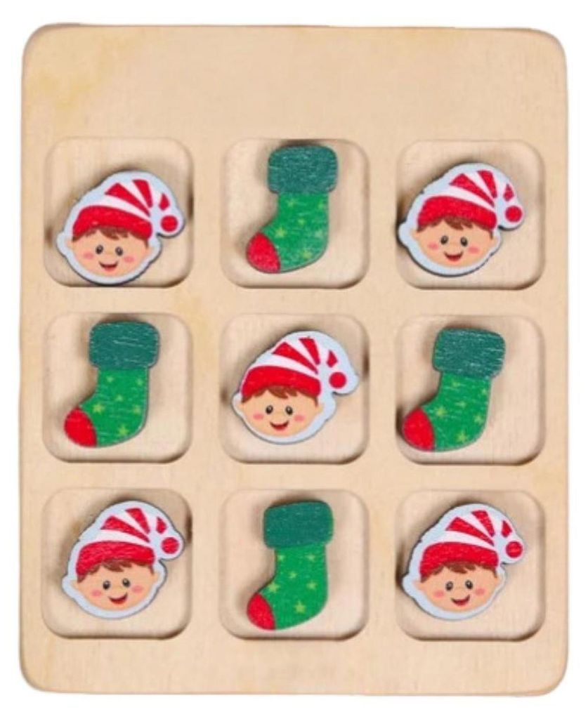 Weihnachts-Holzspiel mit Weihnachtsmann, Schneemann, Rentier und Baumfiguren für 2 Spieler – Mini-Schachbrett, Puzzle-Spielzeug, Partyspiel, kla...