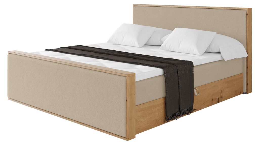 ALTDECOR BOXSPRINGBETT mit 2xBettkasten und Lattenrost, Topper, Boxbett, Polsterbett mit Bettkasten mit Stauraum und Kopftei mit Matratze H3 - LOLL...