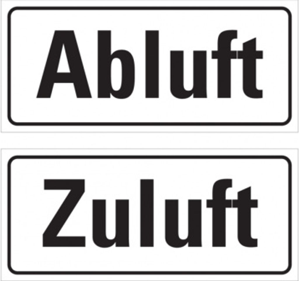 Dreifke Hinweisschilder, Abluft / Zuluft, 40 x 90 mm, Folie - je 1 Stück, Fo...