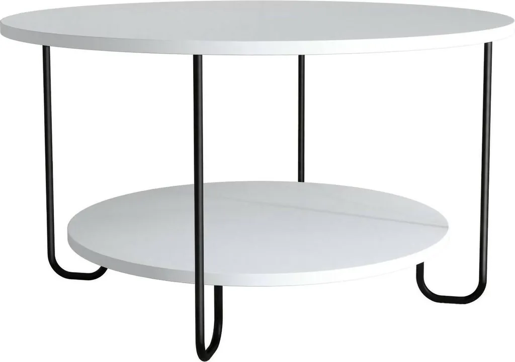 Table basse avec rangement blanc 80cm - Plodio pour salon épuré