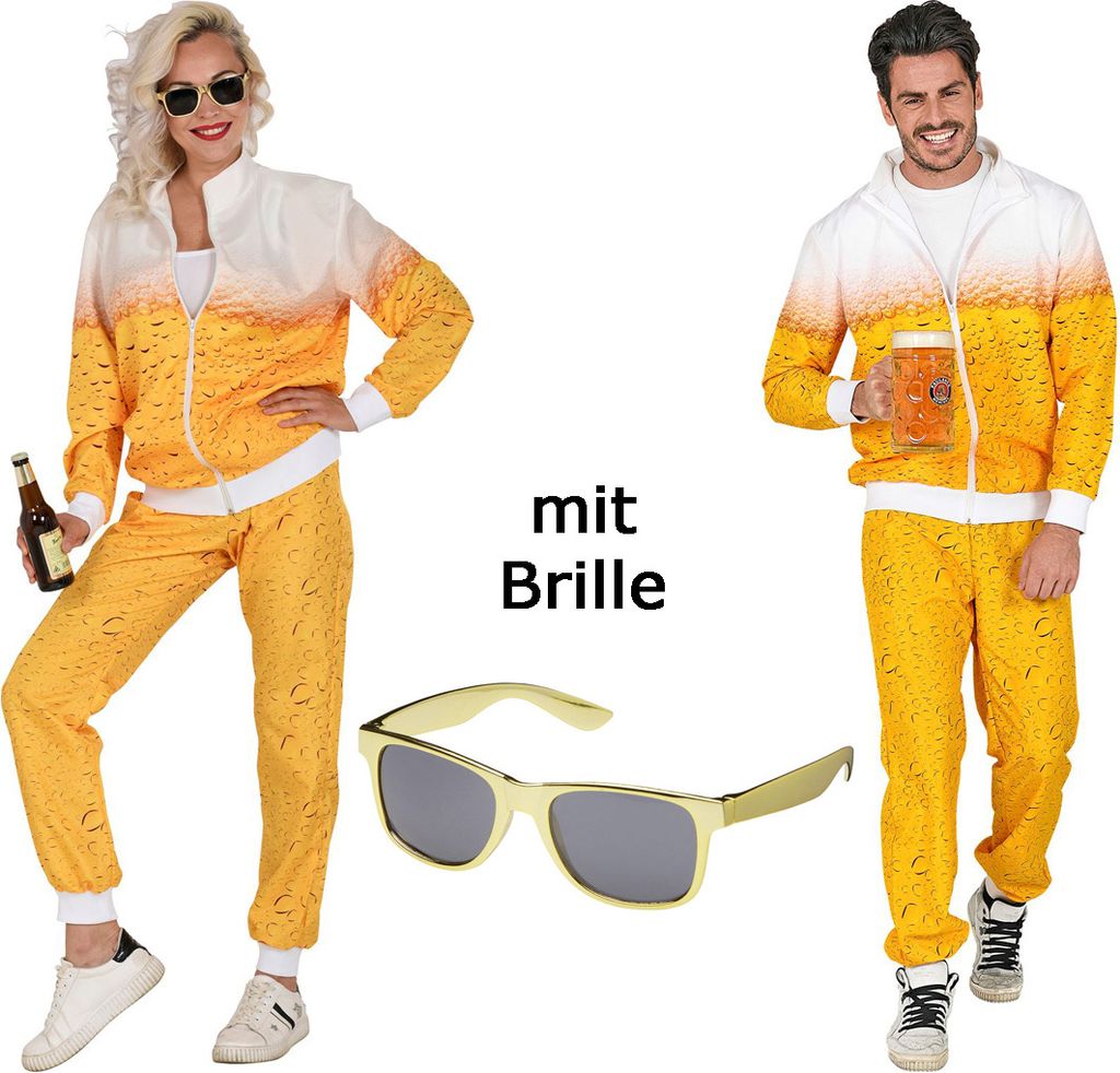Bier Trainingsanzug für Sie und Ihn Jogginganzug Gr. S bis 3XL - mit Brille M - 175-182 cm