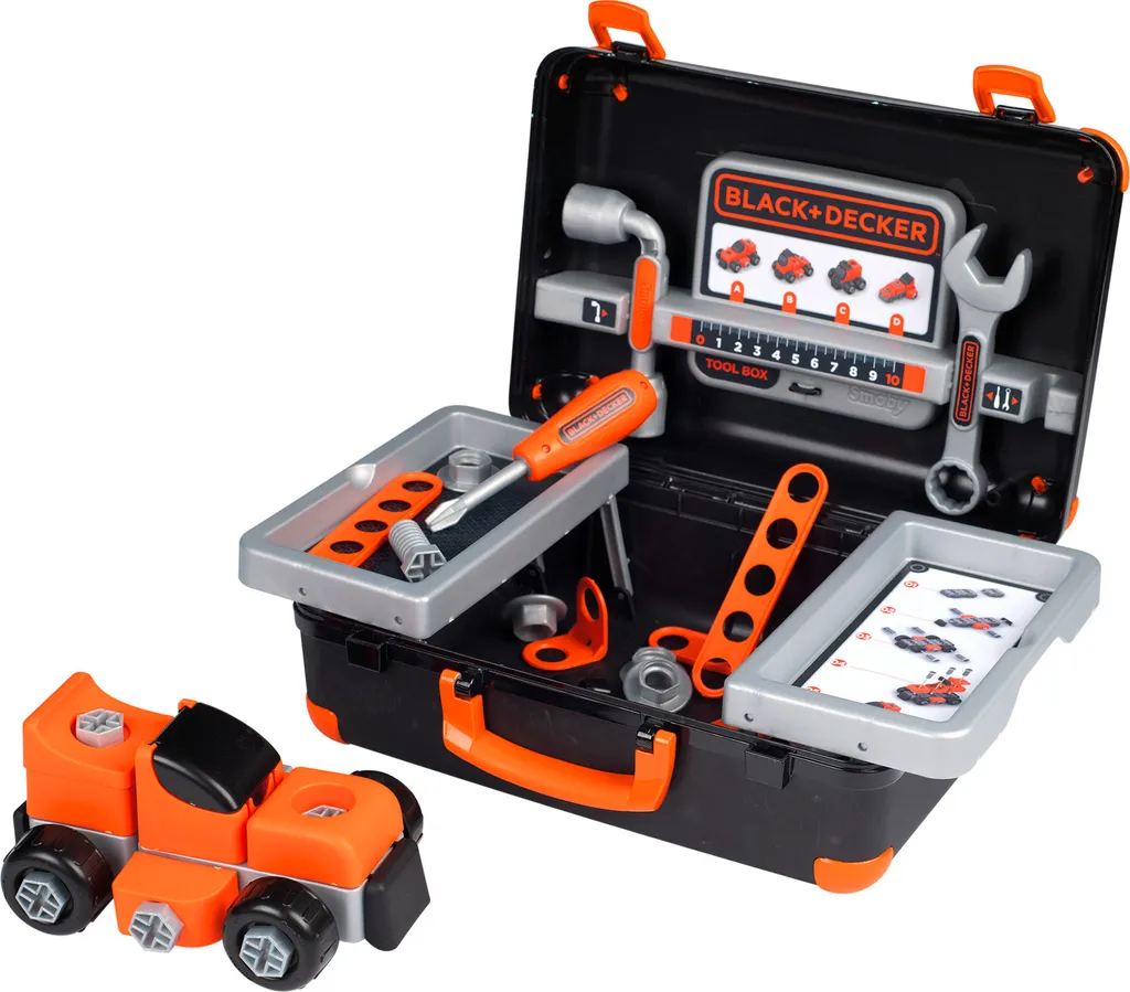 Coffret à outils Smoby Black+Decker robuste avec rangements pour enfants