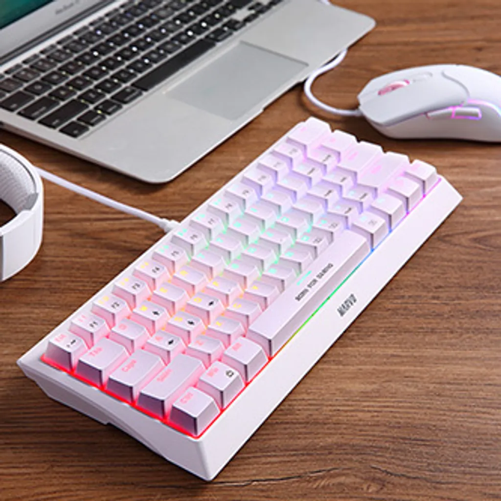 Clavier Gamer Compact Mécanique Marvo KG962G Blanc - Idéal Setup Gaming