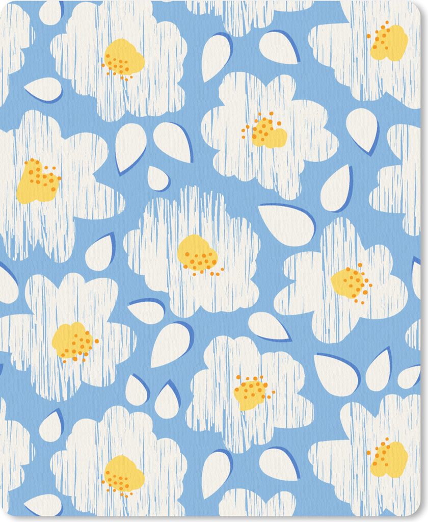 MuchoWow Mauspad Mousepad Mädchen - Blumen - Blau - Muster - Mädchen - Kinder - Kinder - Kind 19x23 cm - Mousepads - Maus Mat - Pad - Mausunter...