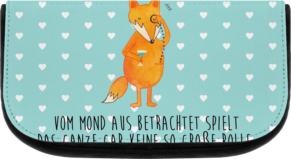 Mr. & Mrs. Panda Organizer Fuchs Lord - Türkis Pastell - Geschenk, Neugierig, Mond, Make-up, Kulturbeutel, Kosmetiktasche, Schick, kosmetiktäschc...