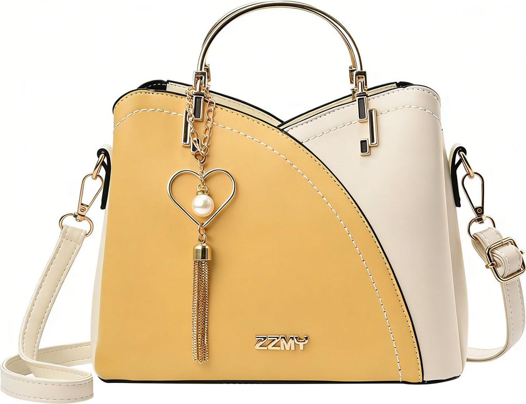 OKWISH Handtaschen, Große Damen Umhängetasche Farbblock Design Schultertasche Crossbody Tasche modisch leicht Alltagstasche Shopper Tasche elegan...