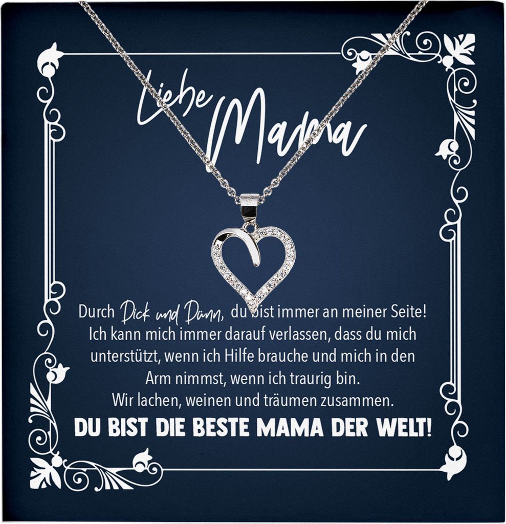 22Feels Echt Silber Halskette - Liebe Mama Geschenk Geburtstag Muttertag Weihnachten Mutter Schmuck Set für Frauen - Herz Anhänger, Karte
