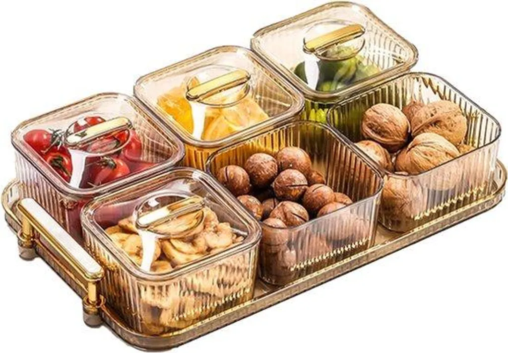 Plateau apéritif modulable avec cloche et 6 raviers pour snacks et tapas