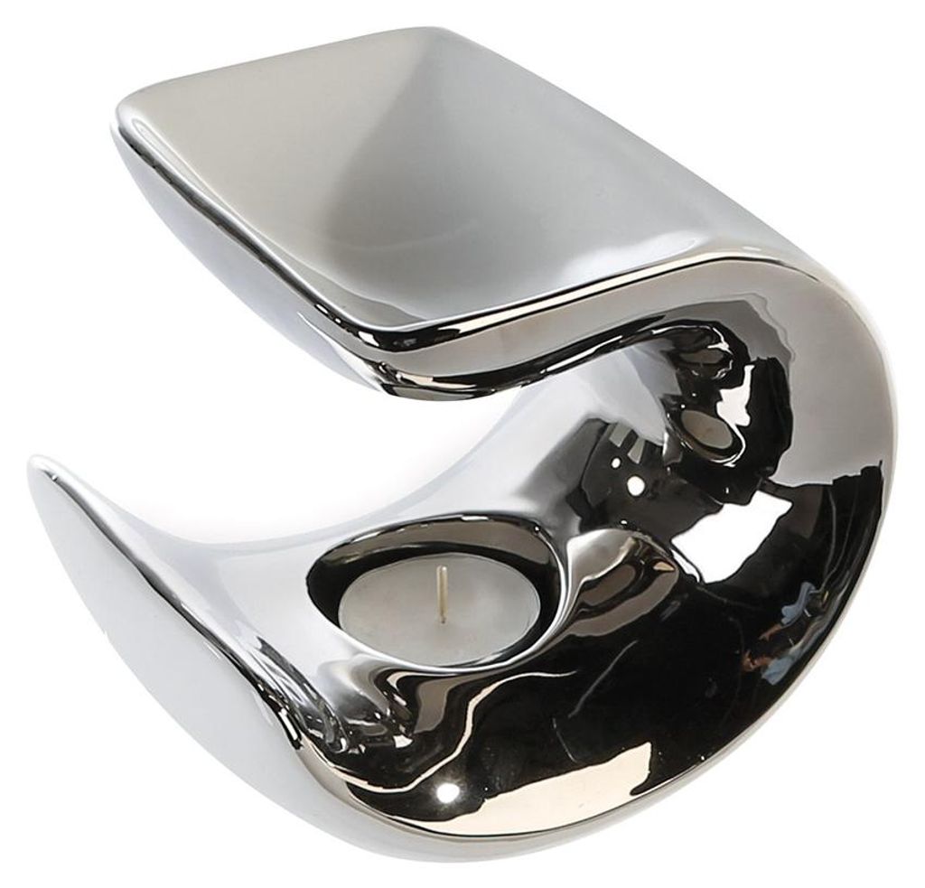 Casablanca Aromabrenner, "Curve", Keramik, silberfarben, Imagen del producto 