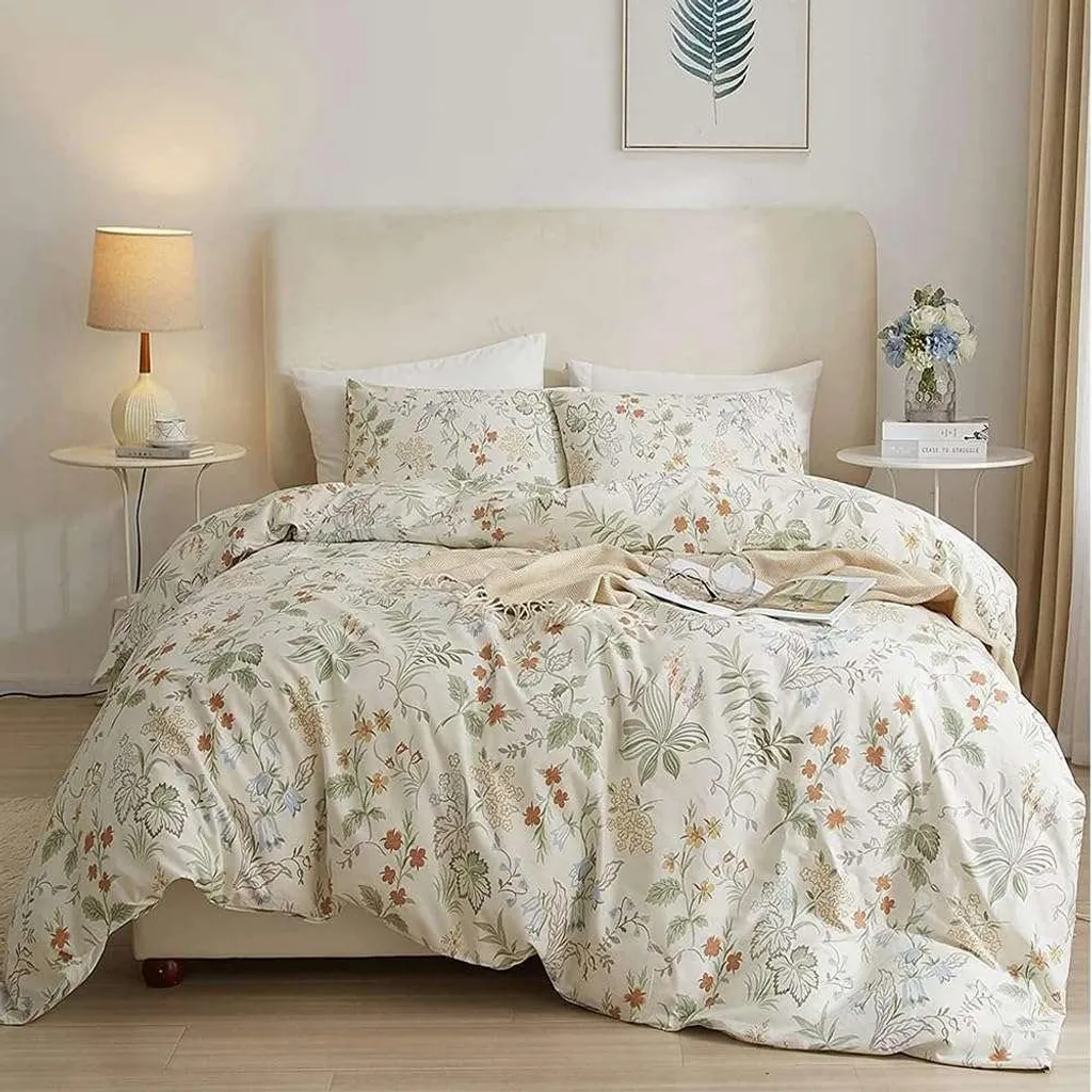 Linge de lit 3 pièces 200x230 cm pour décoration de chambre bohème fleurie