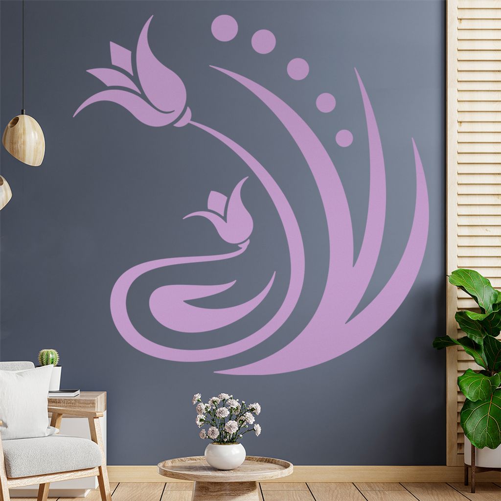 Blume - Linien Punkte Wandtattoo in 6 Größen - Wandaufkleber Wall Sticker - Dekoration, Küche, Wohnzimmer, Schlafzimmer, Badezimmer