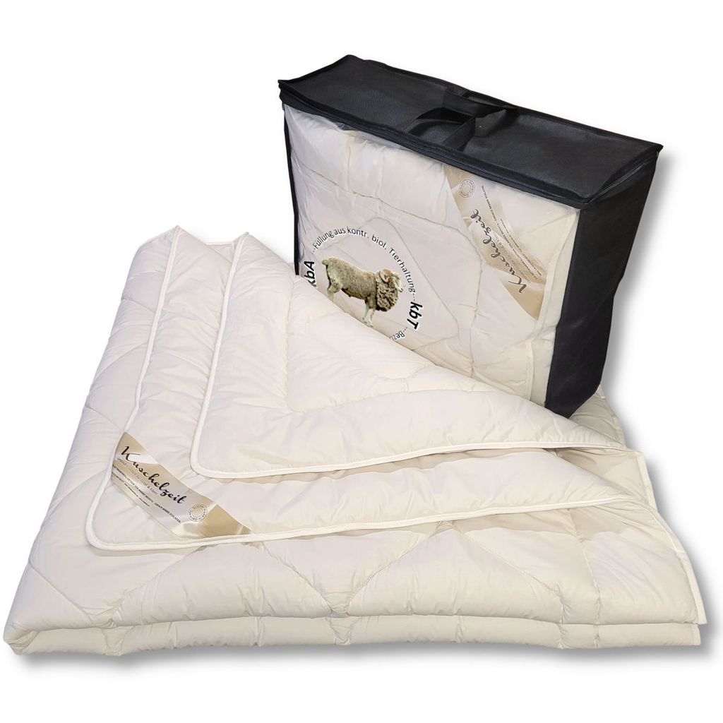 Bio Merino Schafschurwolle Ganzjahresdecke Kuschelzeit kbA und kbT in 200x200 cm