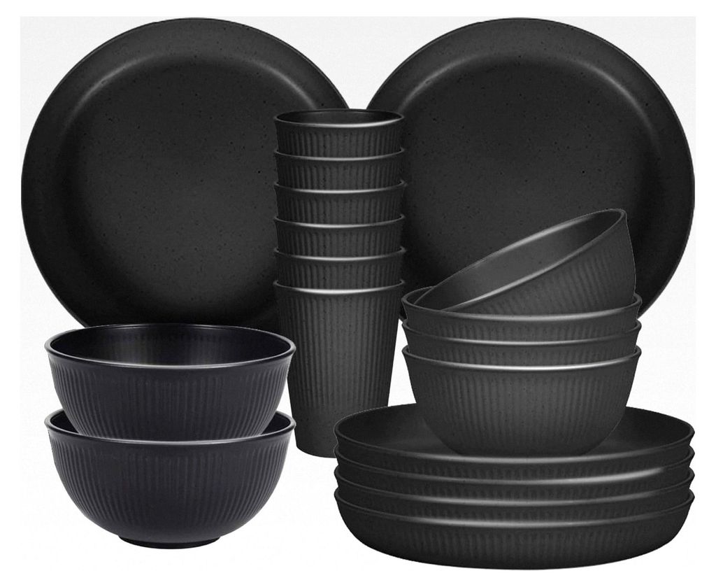 18-teiliges Teller- und Schüssel-Set, leicht und unzerbrechlich, Geschirr für 6 Personen, Camping-Teller für Picknick, mit 23 cm Tellern, 15 cm ...