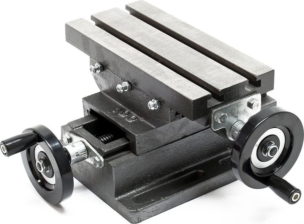 Wiltec Kreuztisch 220x100 mm, Frästisch Mit 120 mm X-Achse, 90 mm Y-Achse, Koordinatentisch Aus Gusseisen, Bohrtisch, Fräsständer