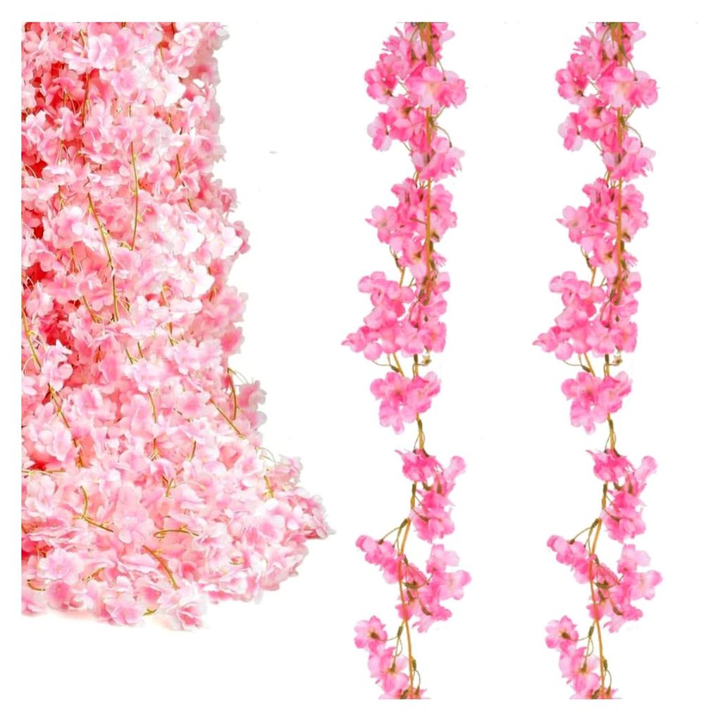 Künstliche Blumen, Dekoration, 2 Stück, Girlanden aus Kirschblüten, für Innen- und Außenbereich, Dekoration für Hochzeiten und Partys