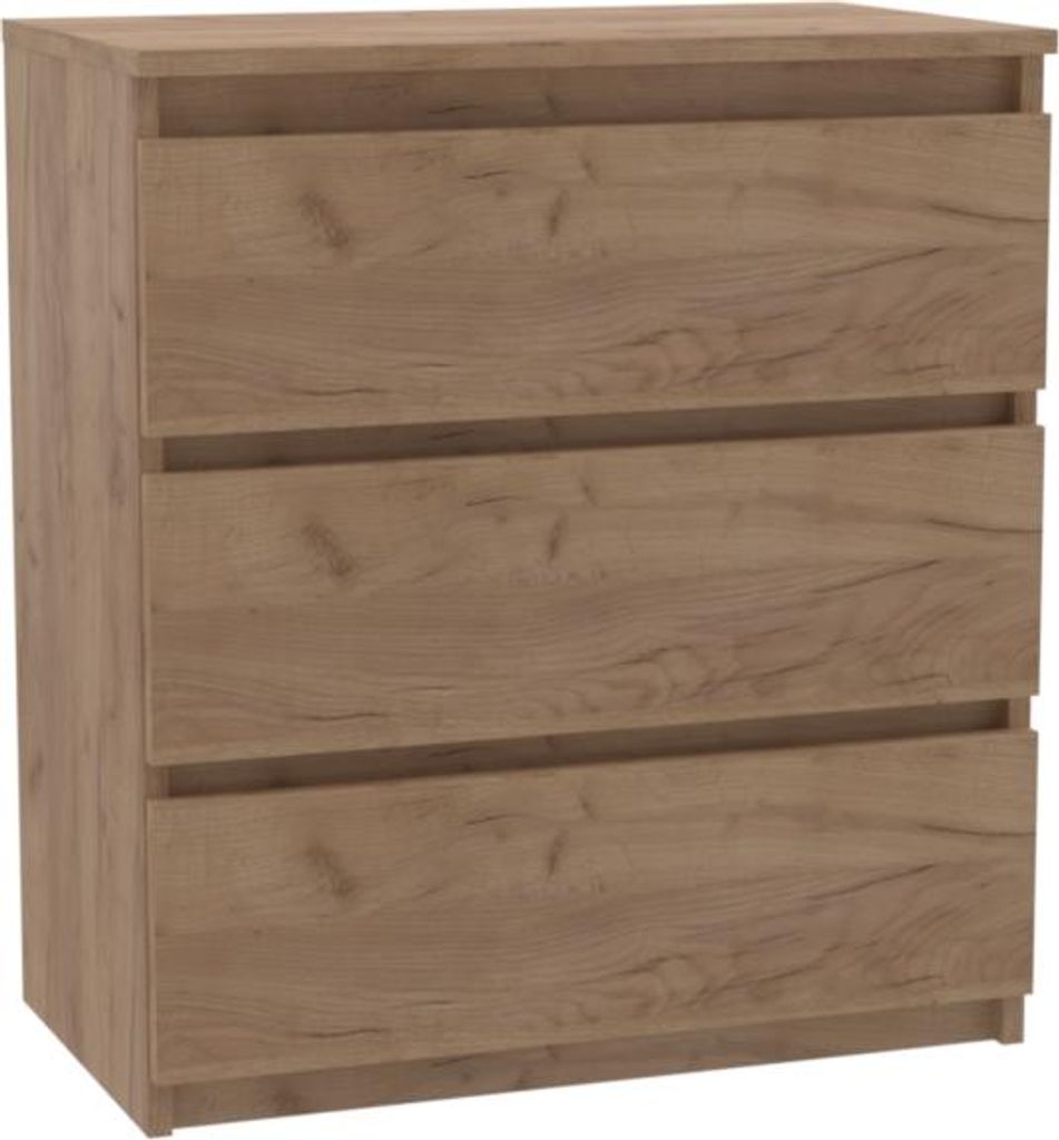 Kommode - 3 Schubladen - 70 cm - Eiche Craft Gold - Moderne Sideboard - Hohe Qualität