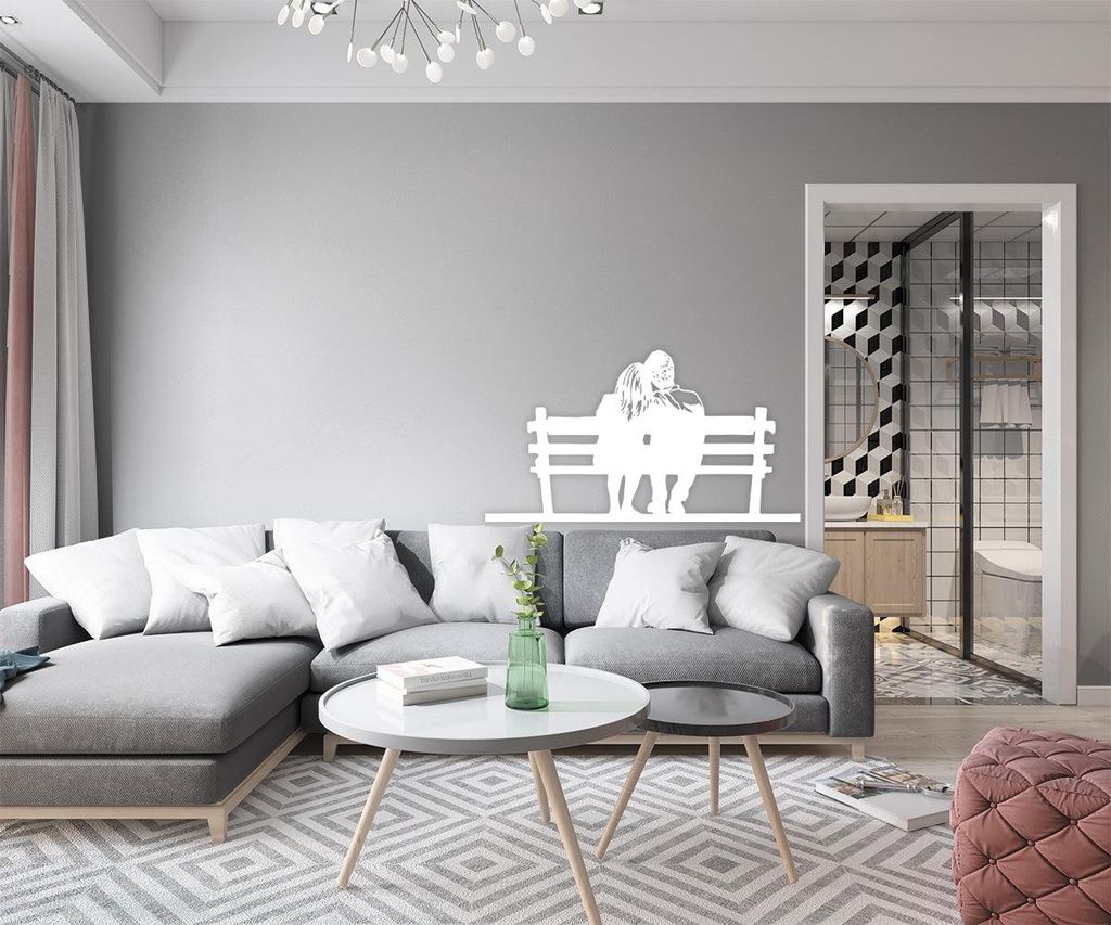 COUPLE - Wandaufkleber Wandsticker aus Vinyl 55x100 cm Weiß