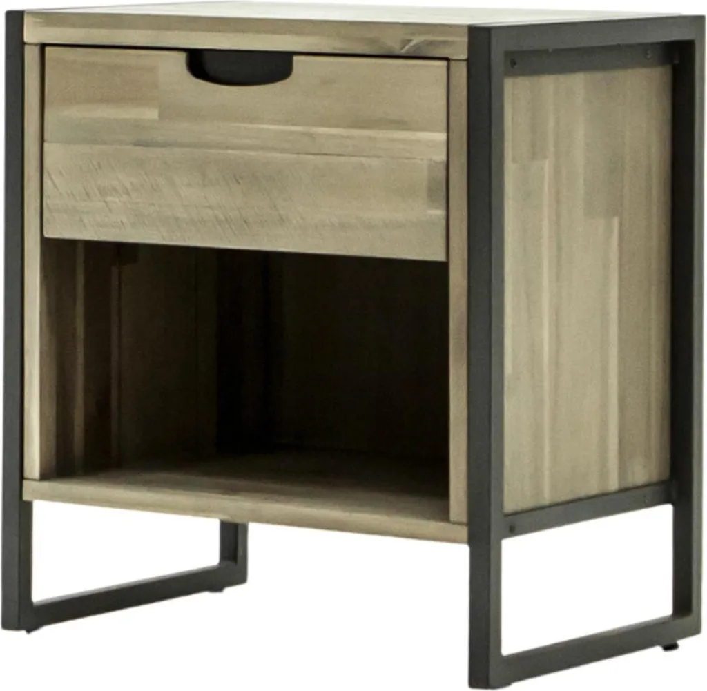 Table de Nuit 55cm Chêne Sable et Graphite FURNLUX avec Finition Mat