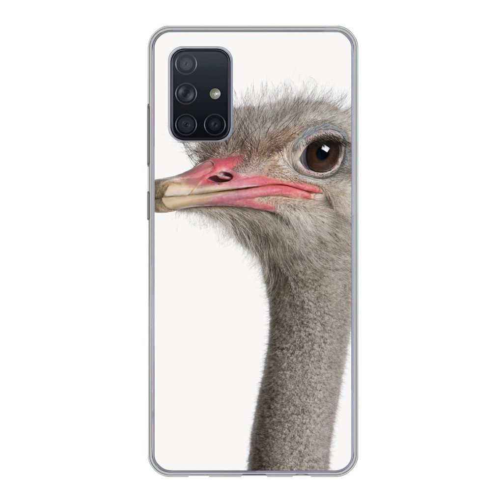 MuchoWow Handyhülle Schutzhülle Hülle für Samsung Galaxy A51 Strauß - Tiere - Kinder - Jungen - Mädchen - Vogel Silikon Softcase Handy Hül...