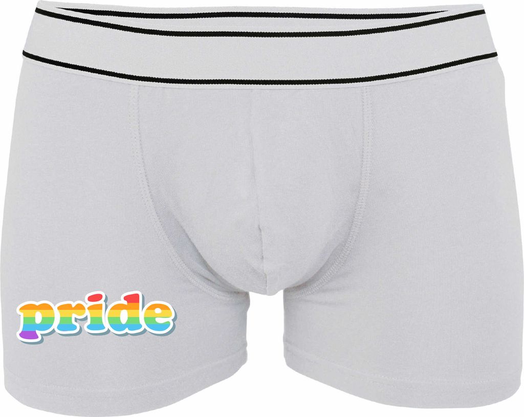 Boxershorts - Mann - Boxer-0051-man-white-v-XL - weiß - XL - vorn - pride GAY LSBTQ - lustiges Motiv - Spruch - Unterwäsche - Unterhose - Freizei...