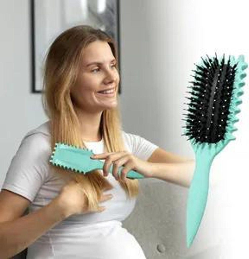 Curl Hair Brush, Lockenbürste , Curl Define Stylingbürste, Wildschweinborsten Bürste, Haarbürste zum Entwirren & Stylen für Frauen, Rosa
