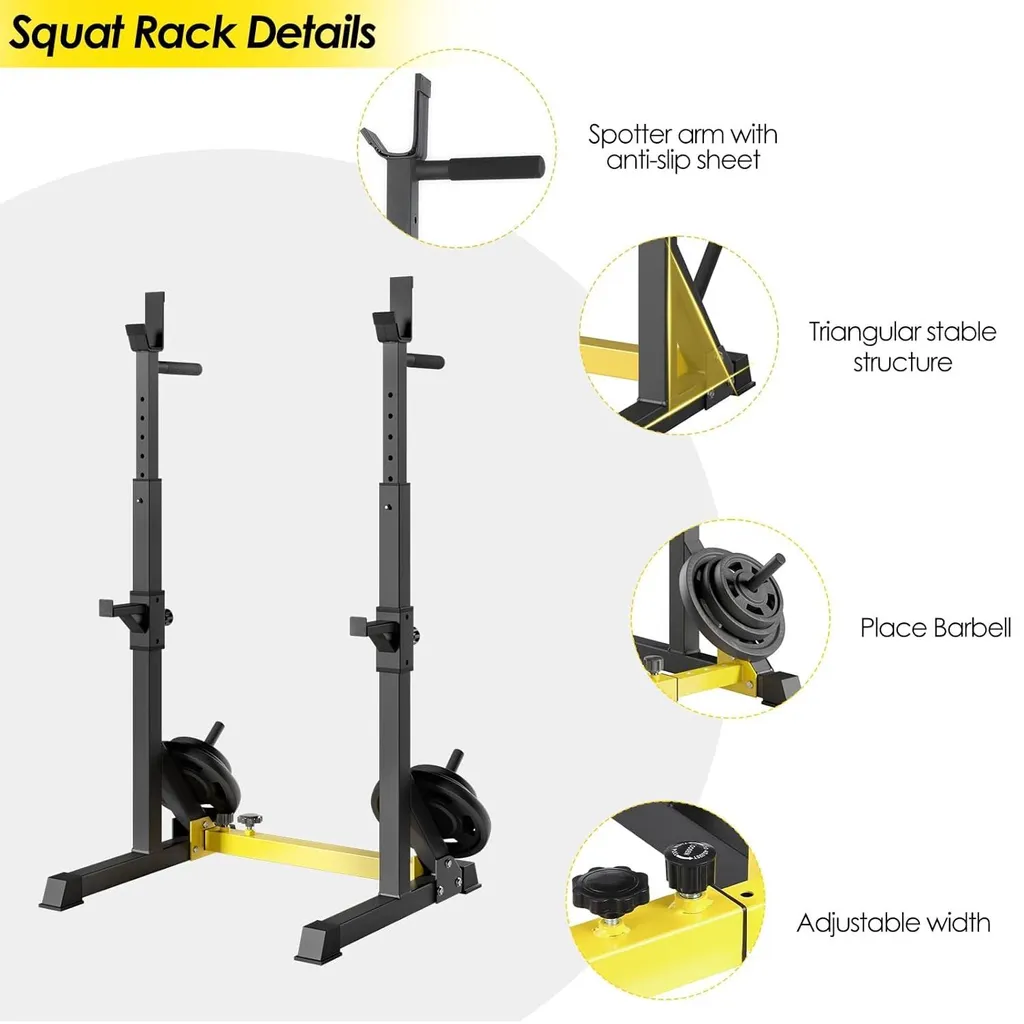 Rack de musculation multifonction support squat ajustable home gym noir - 5