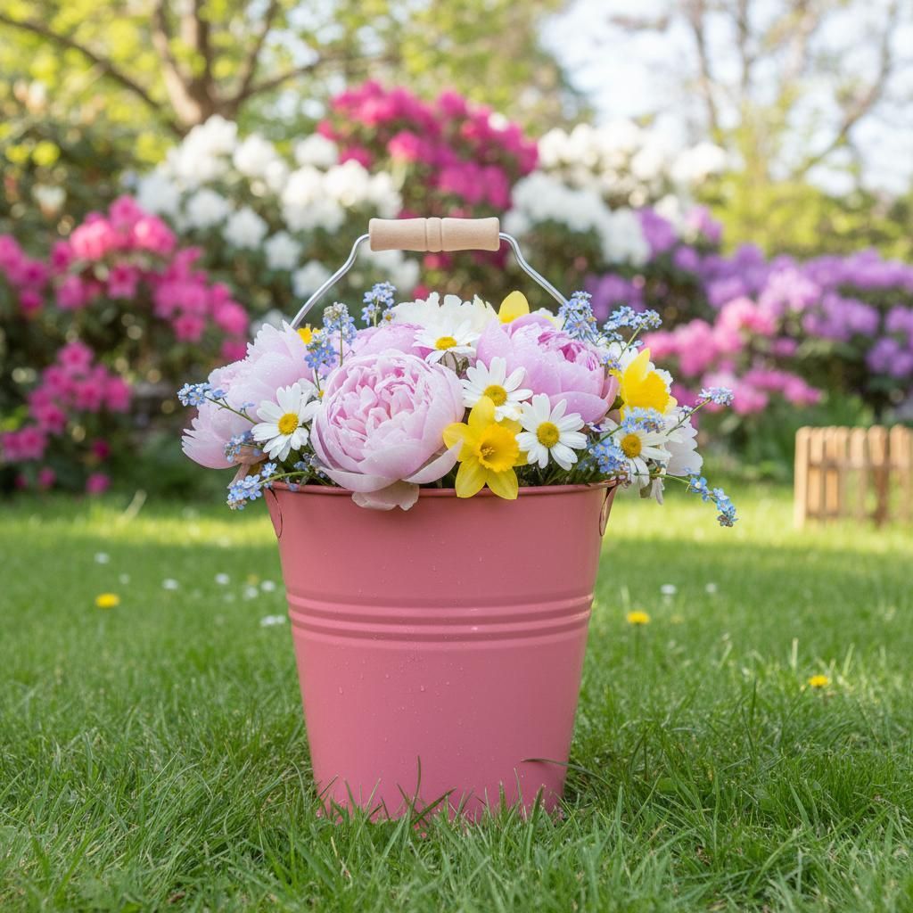 Eimer Deko Rosa Blumenkübel Metall 26x22,5x23cm 6l