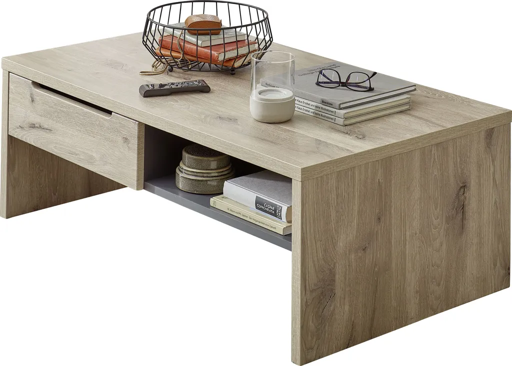 Table Basse 110x65 cm Bellano en MDF et Bois Scandinave - Finition Viking