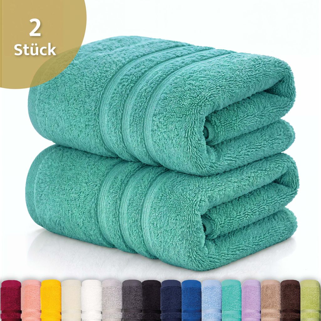 Lavea® 2er Set Duschtuch 70x140 cm, 100% Baumwolle – Produktbild 