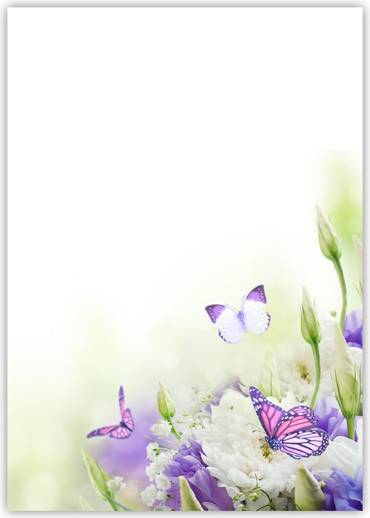 Motiv Briefpapier (Blumen+Schmetterlinge-5022, DIN A4, 25 Blatt). Einseitig bedrucktes Briefpapier, beschreibbar, Motivpapier für alle Drucker/Kop...