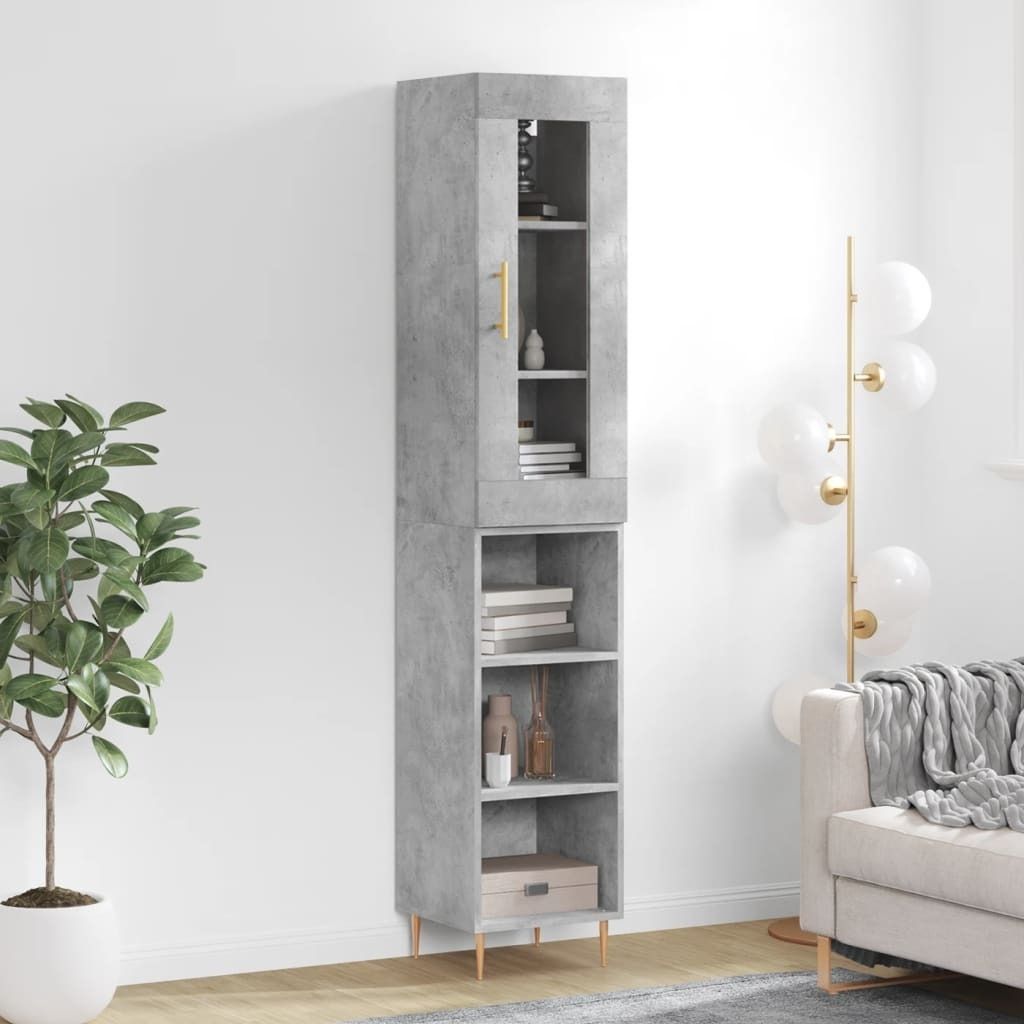 Maison Exclusive - Highboard Betongrau 34,5x34x180 cm Holzwerkstoff