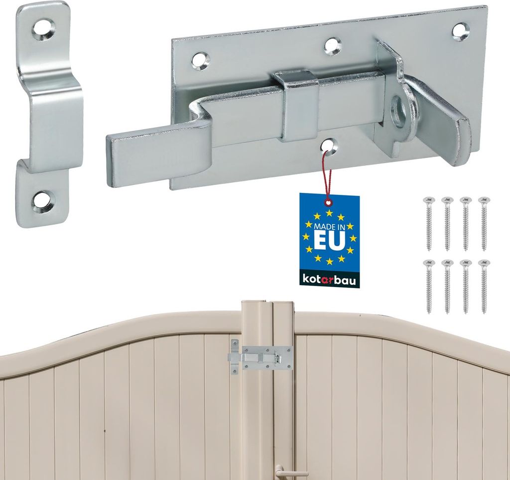 KOTARBAU Universeller Schlossriegel aus Stahl Riegelschloss 60 x 130 mm gebogen Riegel für Türen und Toren Gartentorriegel Bolzenriegel Gartent...