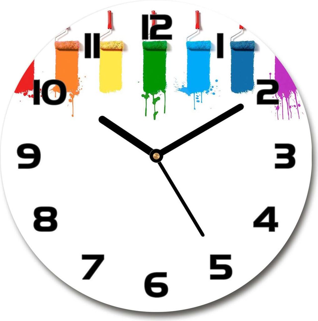 Wanduhr aus Glas 30fi Glasbild Glasuhr Gehärtetes Glas - schwarze-zeiger - Paint rollers