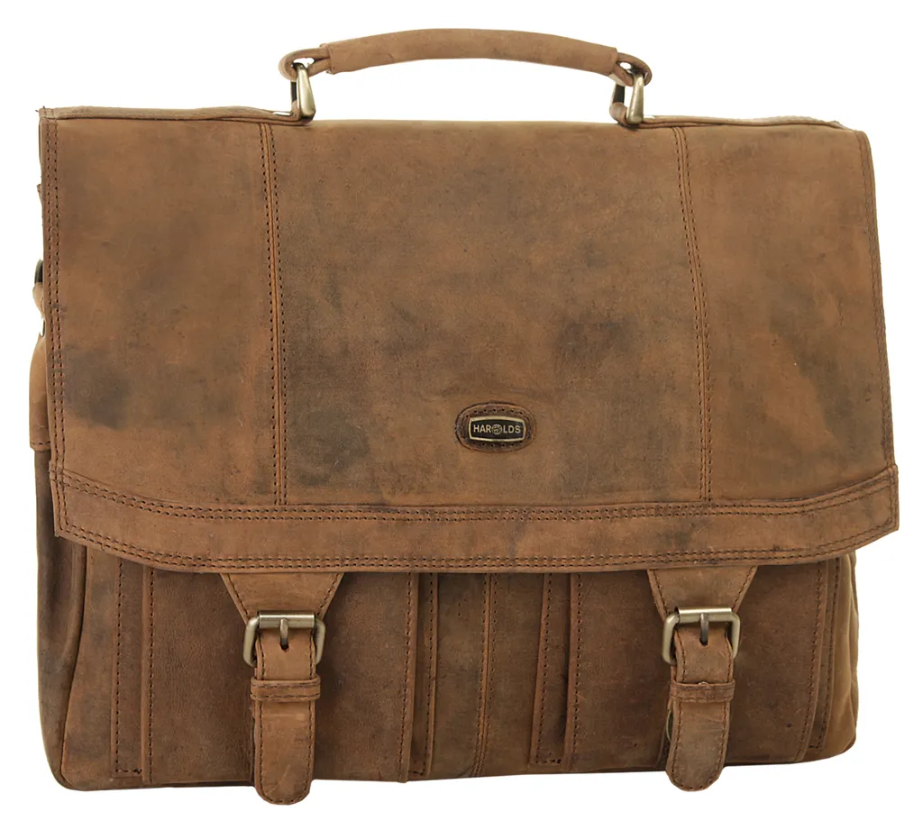 Sac Porte-Documents Harold's Antic Cuir Marron - Serviette Pro Compacte - 4