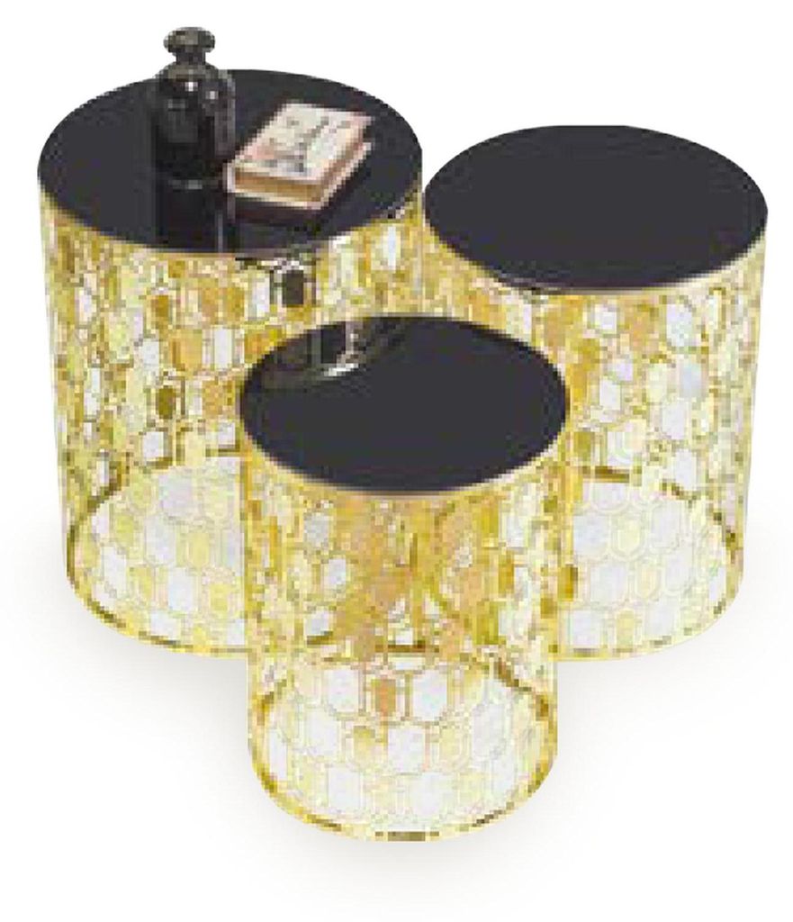 Gruppe Beistelltische Kaffeetische Sofatische 3tlg Couchtische Gold