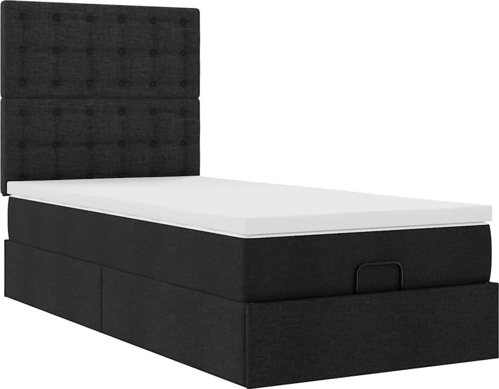 Ottoman-Bett mit Matratze Schwarz 90x200 cm Stoff