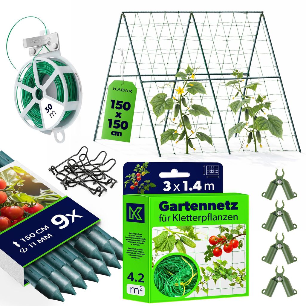KADAX Gurken Rankhilfe Set – 9 x Pflanzstab 150 cm, Produktbild 