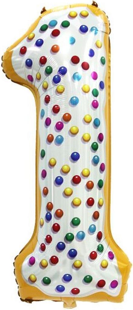 Folienballon Zahl 1, ca. 100 cm, Donut Produktbild 
