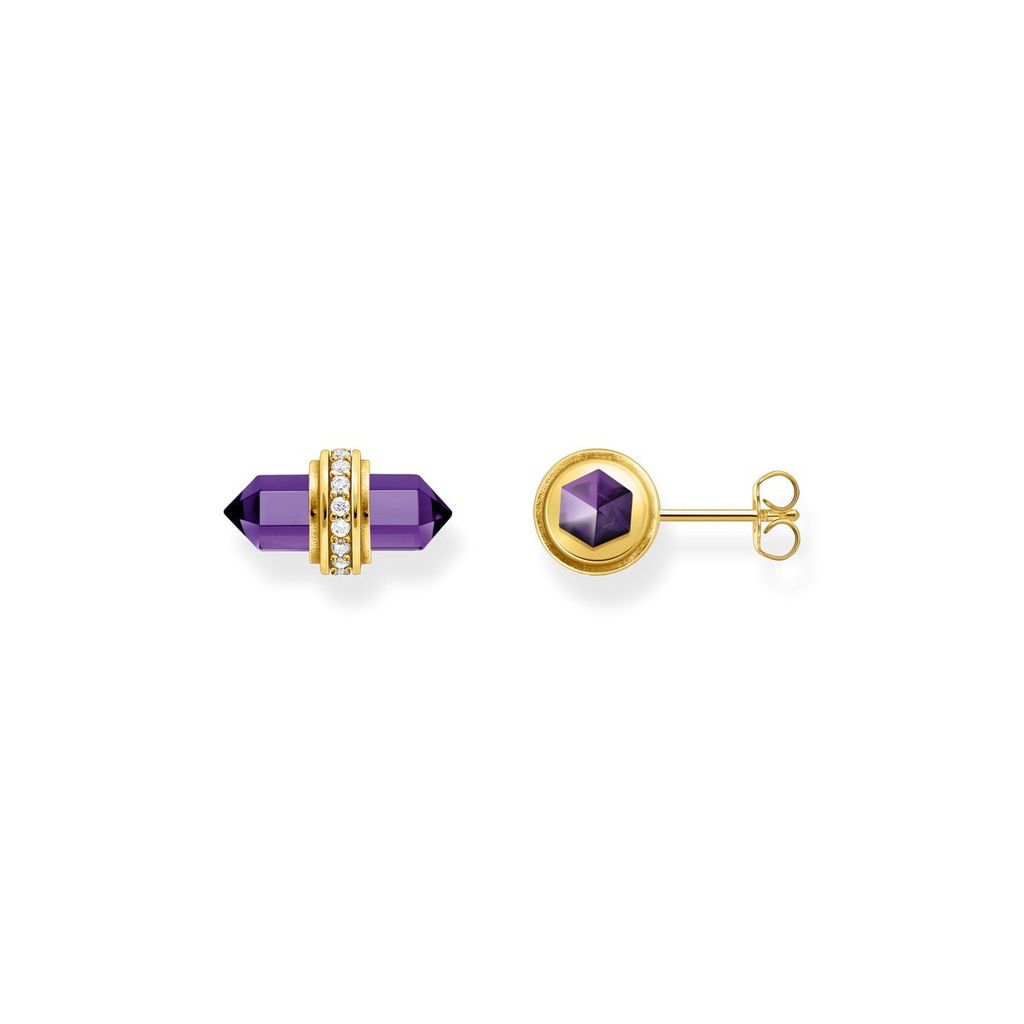 Thomas Sabo Ohrstecker Violettes Onyx Kristall Gold H2281-414-13