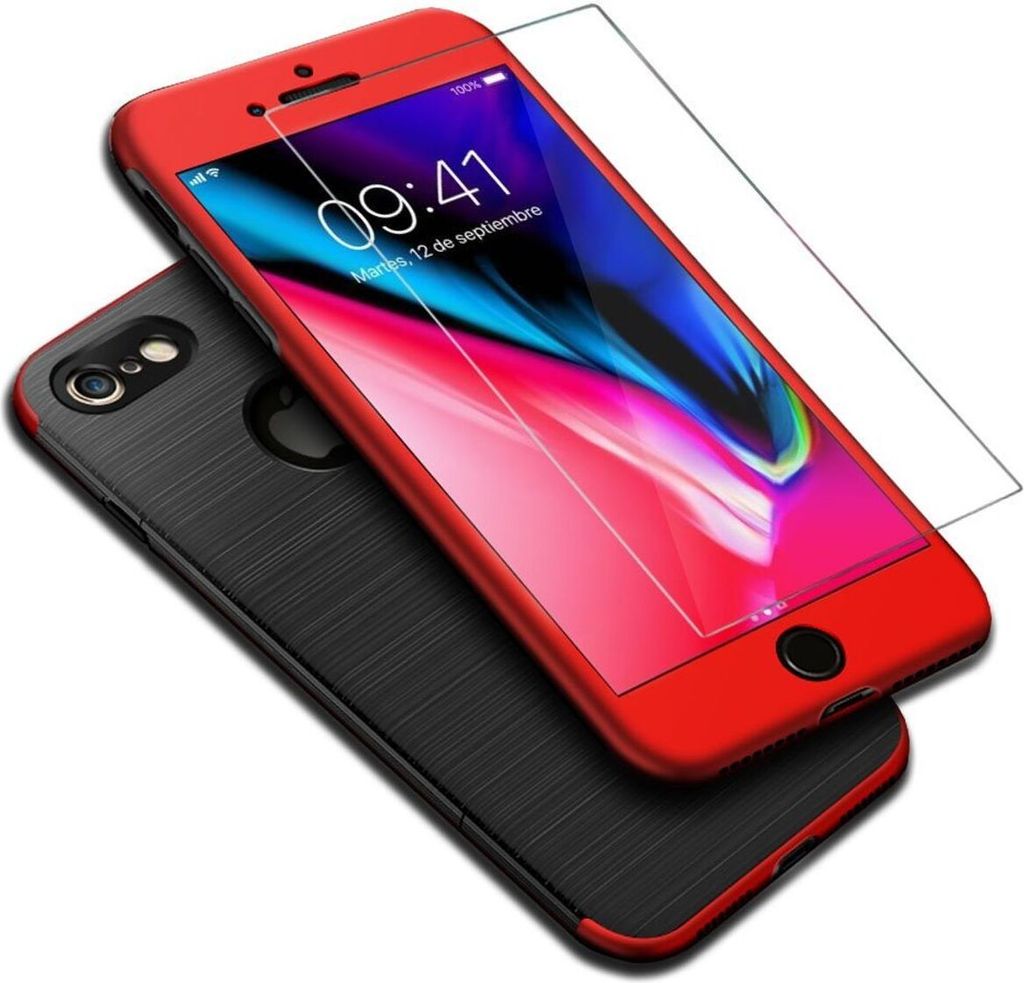 Apple iPhone 6 Plus / 6s Plus 2 in 1 Handyhülle 360 Grad Full Cover Case Rot