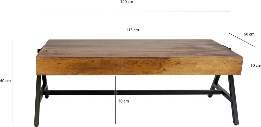 Grande table basse industrielle 120 cm pour salon moderne et convivial - 3