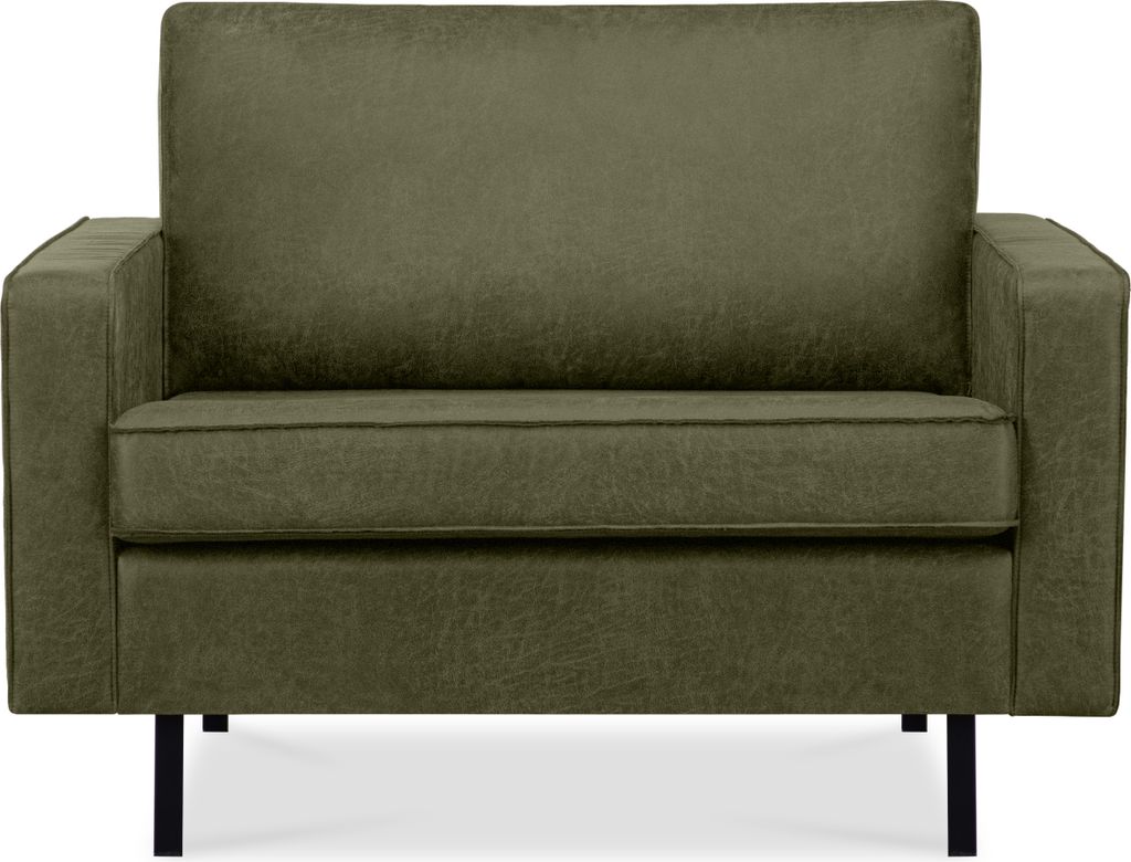 KONSIMO Breiter Sessel mit Armlehnen 1,5-Sitzer XL "INVIA", Grün, Lederoptik-Stoff, Vintage, 116x87x98cm