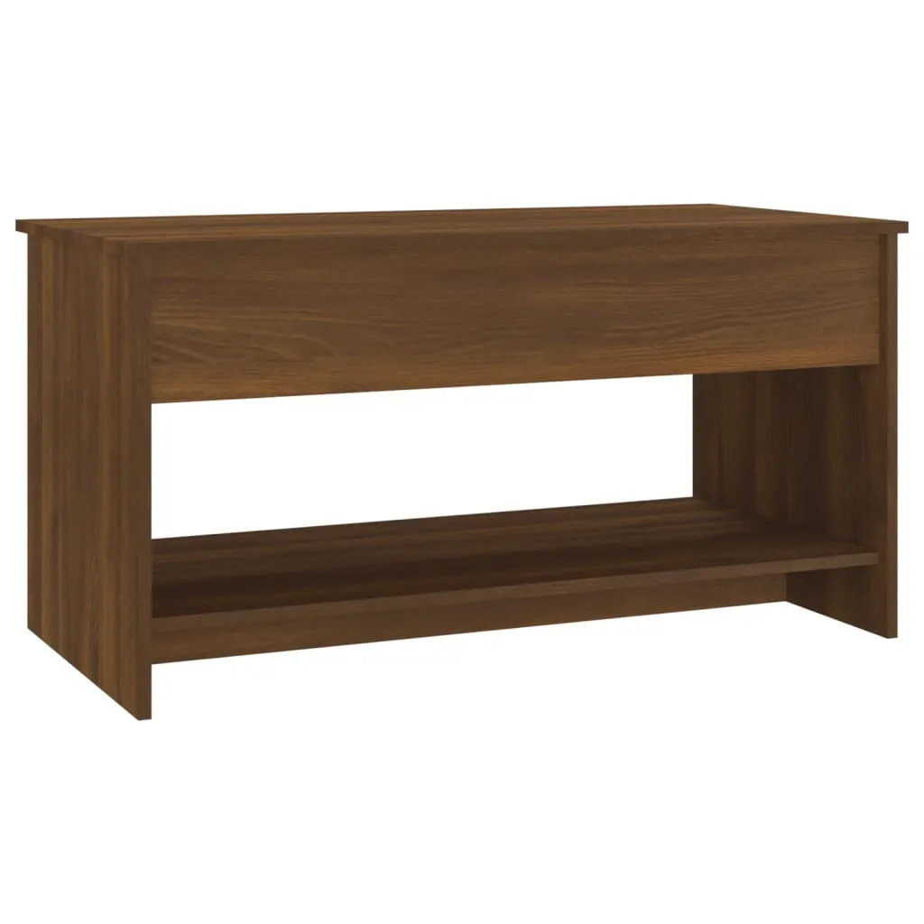 Table basse rectangulaire 102 cm aspect chêne marron bois aggloméré - 6