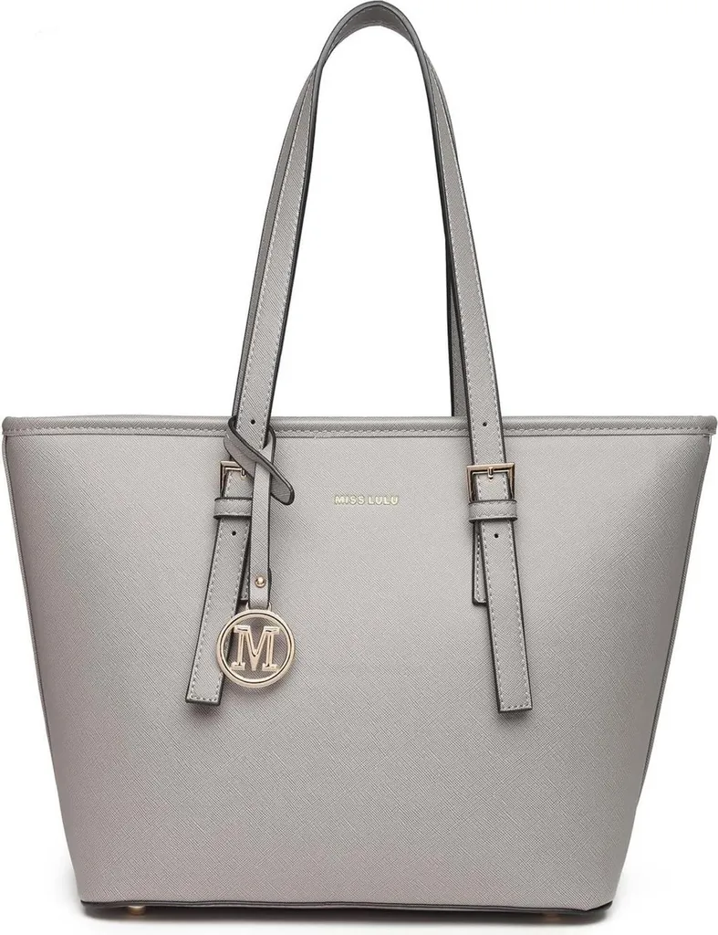 Sac de Cours et Travail Gris pour Femme - Grand Shopper Similicuir Polyvalent