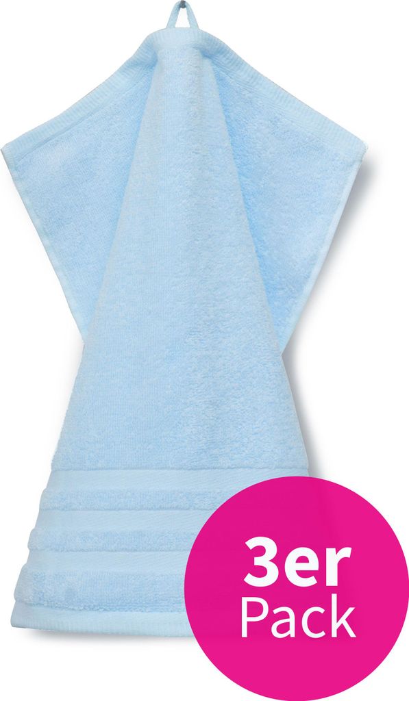 grace grand spa Waschlappen Aktion mit attraktiver Streifen-Bordüre Hellblau One Size