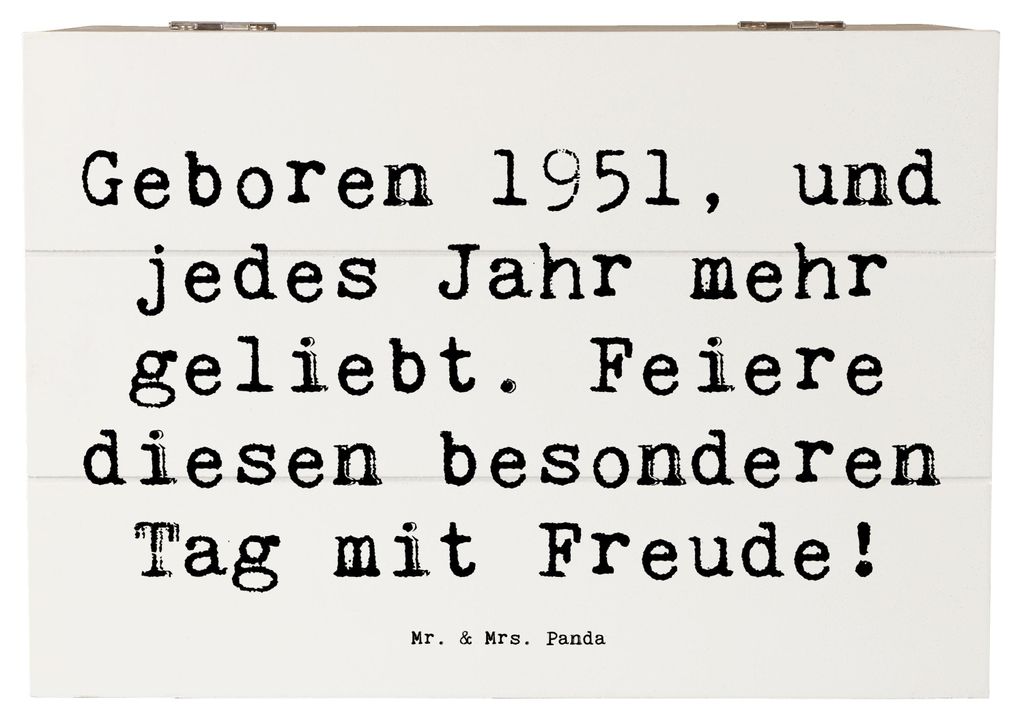 Mr. & Mrs. Panda truhe holz Spruch 1951 Geburtstag 22 x 15 cm - Weiß - Geschenk, Glückwunsch, Geburtsjahr, besonderen Tag, Box, Aufbewahrungsbox,...