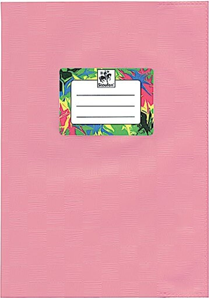 Heftumschlag A5 Bastprägung - PP-Folie mit Namensschild rosa