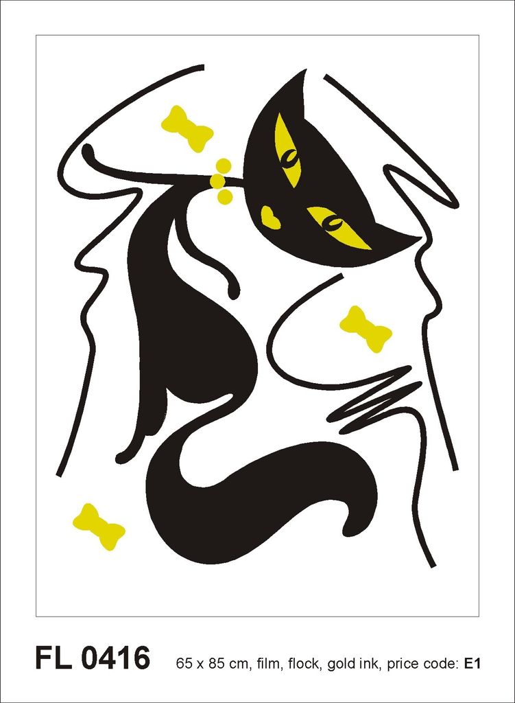 Sanders & Sanders Wandtattoo Katze Schwarz 85 x 65 cm