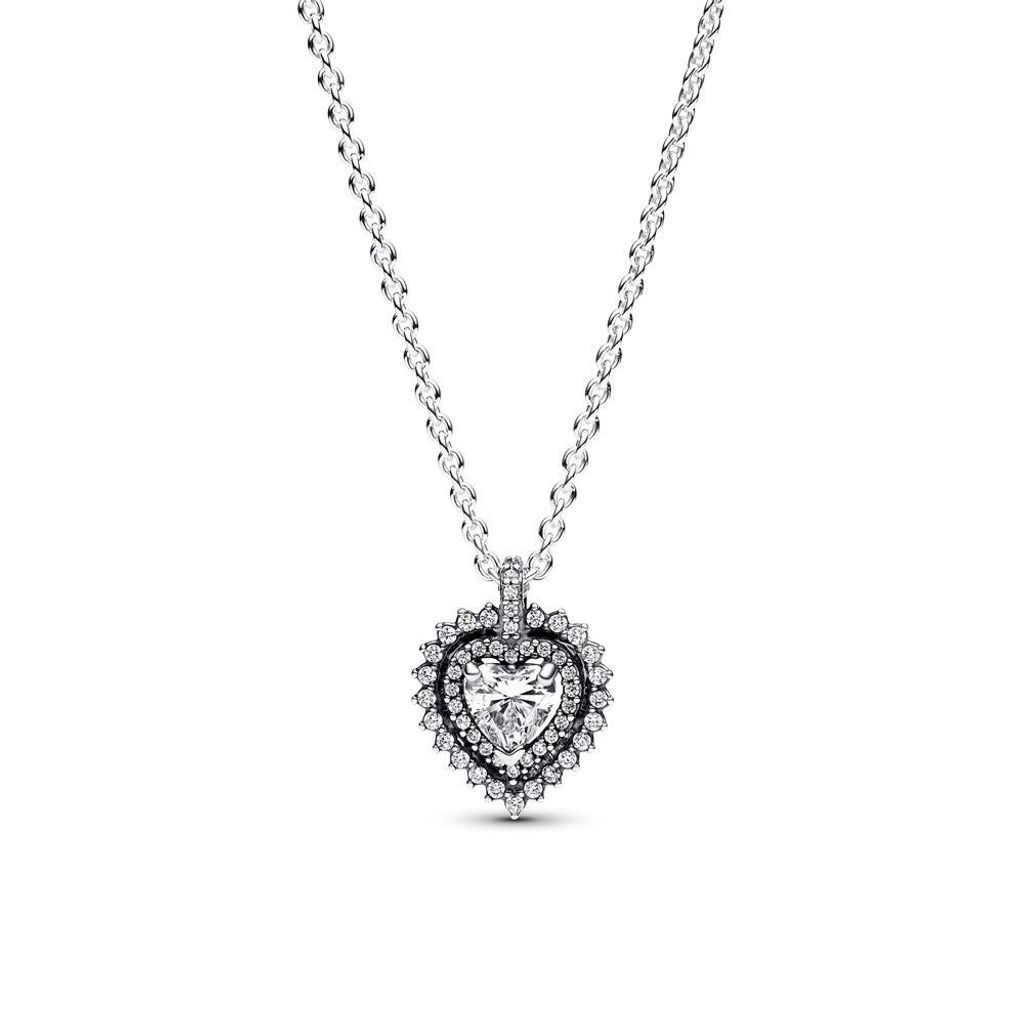 Kette Funkelndes Halo Herz von PANDORA aus 925er Silber, Produktbild 